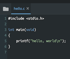 hello, world in editor