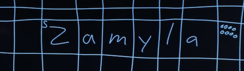 letters 'Zamyla' in grid, with first letter 'Z' labeled 's' and grid following 'a' filled with '0000000'